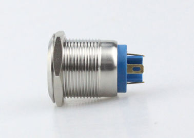 Kendi Kendini Sıfırlayan LED Panel Montajlı Basmalı Düğme Anahtarı 19mm Pin Terminali Gümüş Alaşımlı 1NA