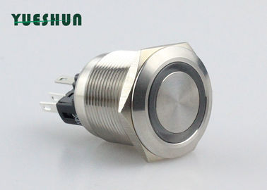 LED Illuminated Latching Push Button Switch , Metal 6 Pin Push Button Switch