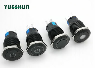 12V 24V LED Lighted Aluminum Push Button Switch , Waterproof Push Button On Off Switch